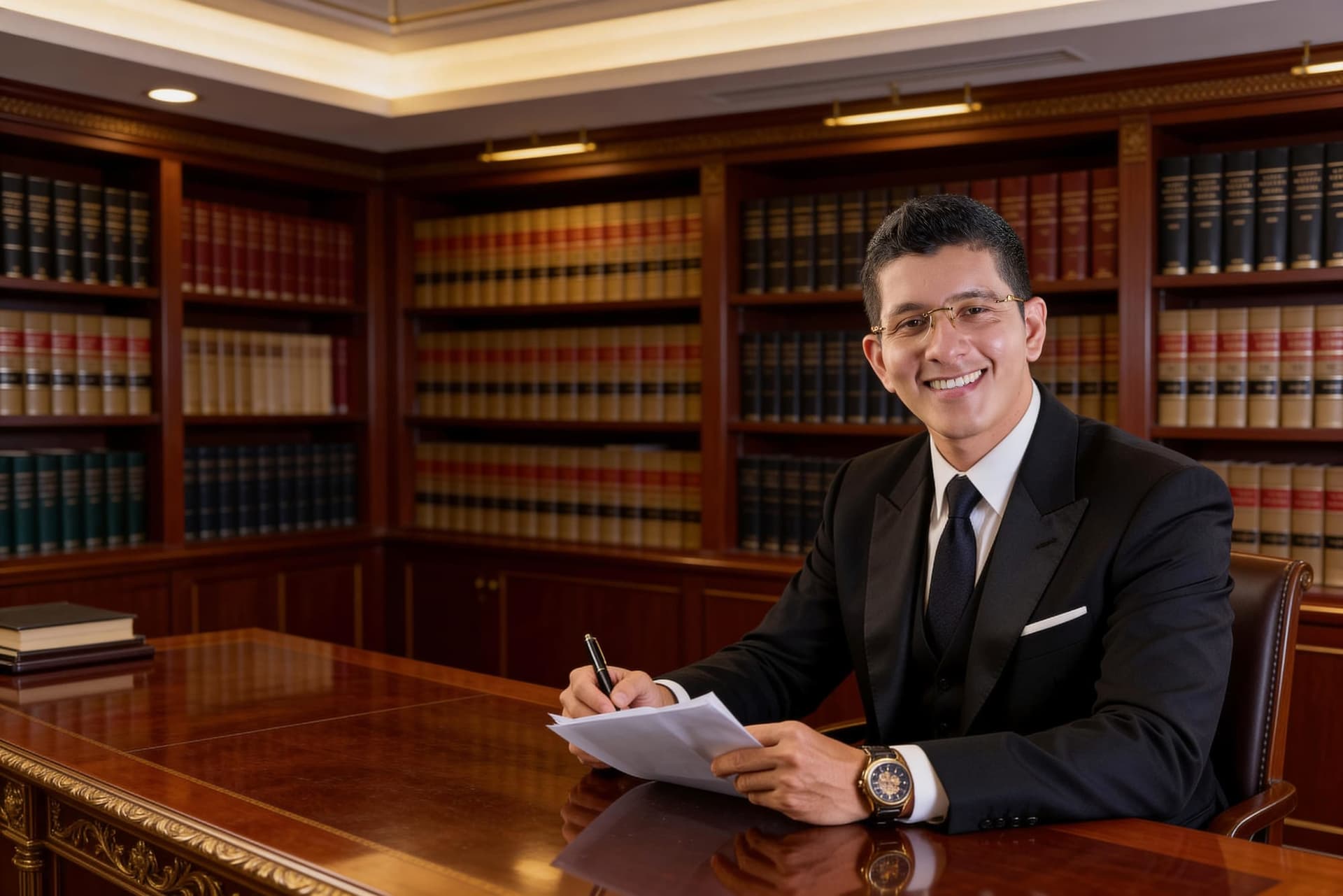 Abg. Alex J. Villarreal P., abogado y mediador, en el estudio jurídico LEX-NAMASTÉ de Lago Agrio.